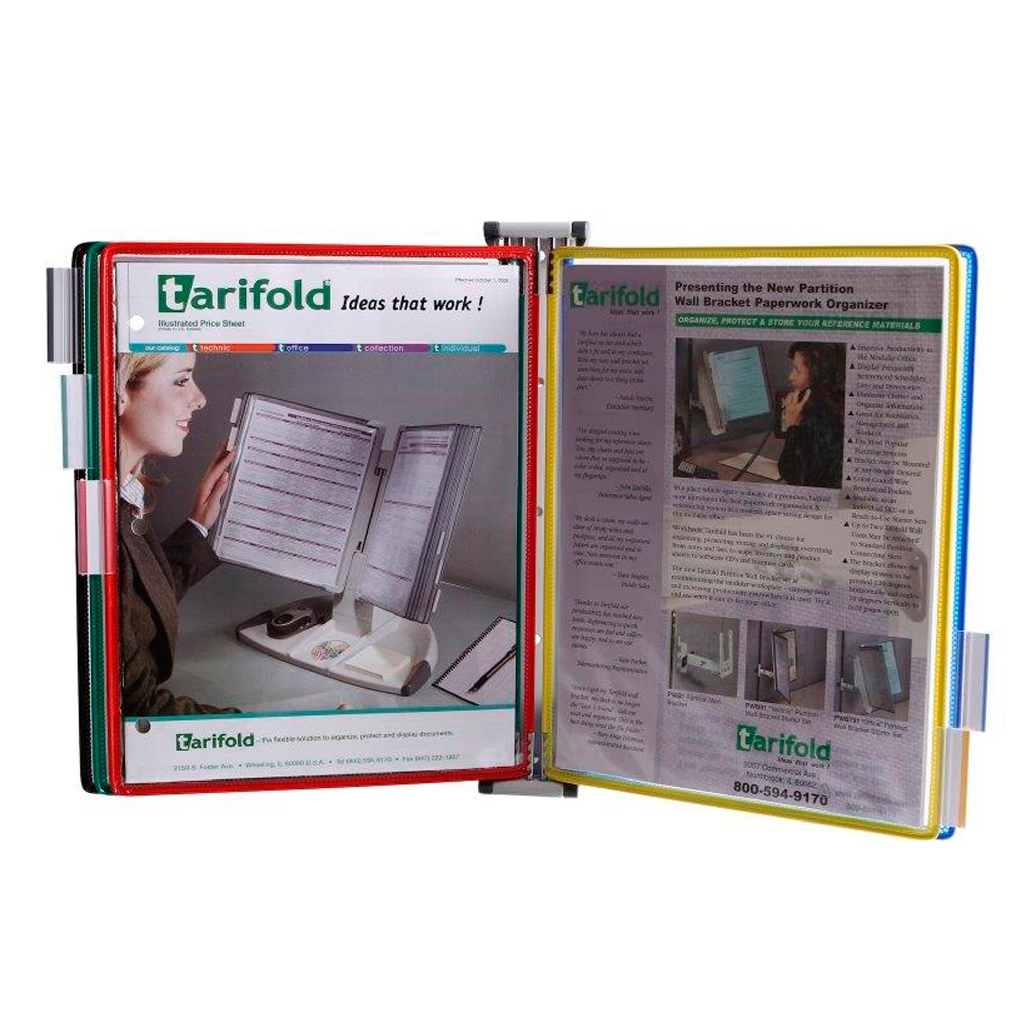 Tarifold 5-Pocket, Color-Coded Wall -Mount Document Display and Organizer, 3in. x 12in., Model# W290